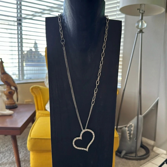 Silver rhinestone mixed chain statement necklace - Picture 1 of 9